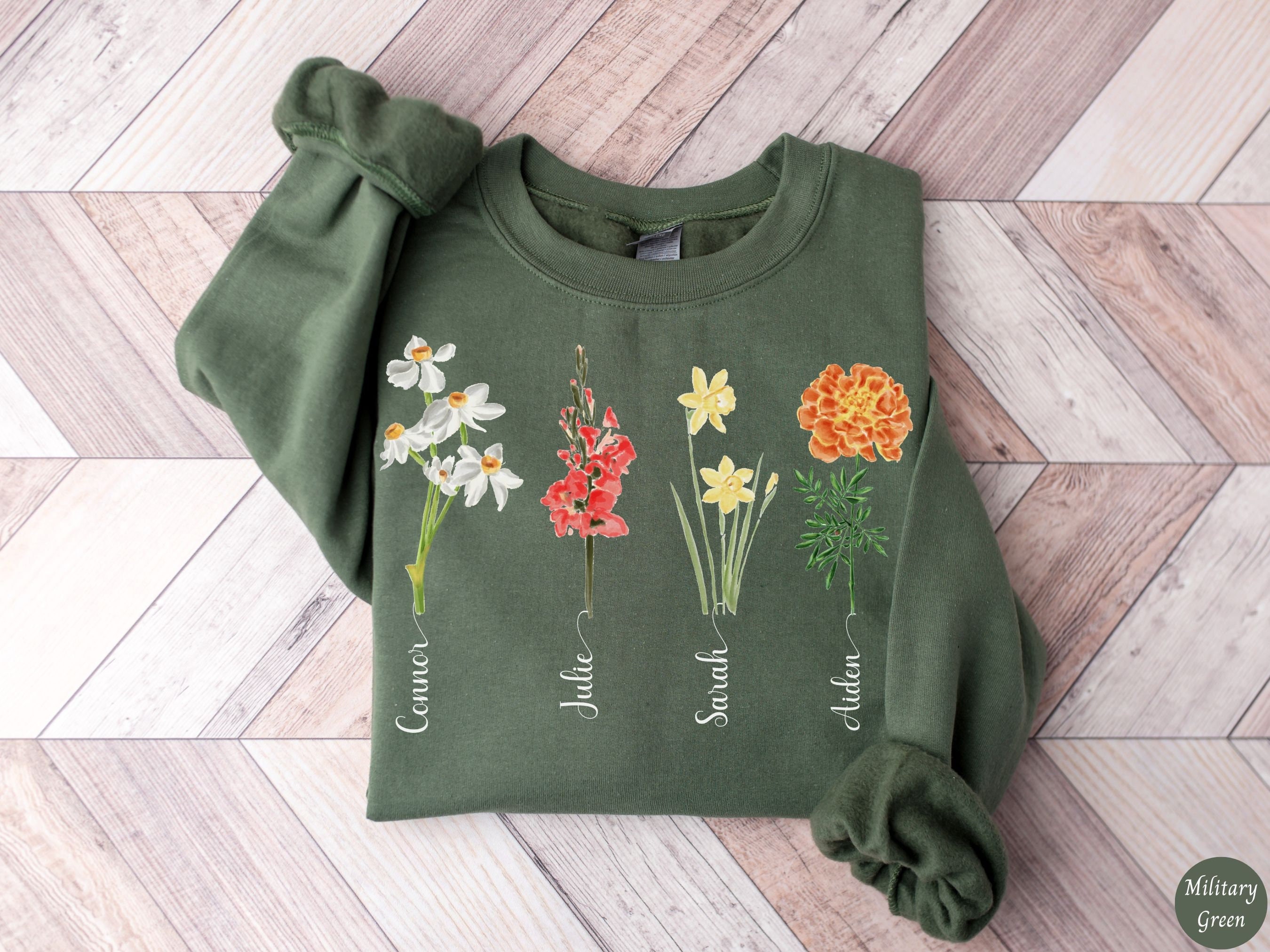 personalized birth month flower sweatshirt for moms and grandmas custom mom shirt with names plant mama apparel sf4u1 scaled