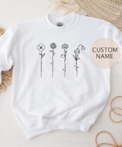 personalized birth month flower sweatshirt with kids names custom hoodie for mom mothers day gift laan0