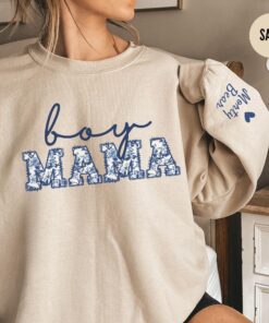 personalized boy mama sweatshirt with kids names custom floral crewneck for mothers day baby reveal outfit nbmht