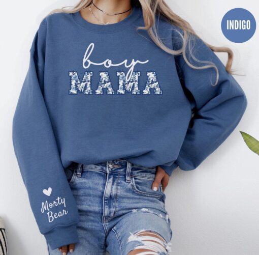 personalized boy mom sweatshirt with kids names custom floral crewneck for mothers day baby reveal outfit 5upyp