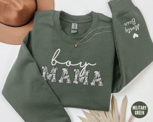 personalized boy mom sweatshirt with kids names custom floral crewneck for mothers day baby reveal outfit giba7