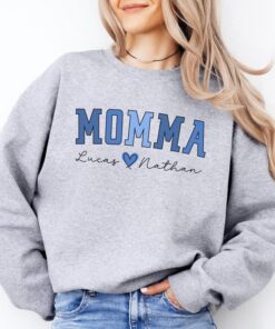 personalized boy mom sweatshirt with kids names custom momma gift unique mom life apparel for mothers day 7uwwx