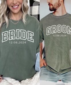 personalized bride and groom t shirt for engagement honeymoon matching outfits wedding party apparel comfort colors tee igeqr