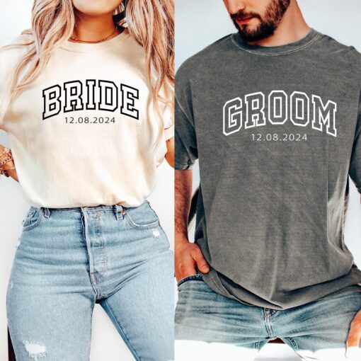 personalized bride and groom t shirt for engagement honeymoon matching outfits wedding party apparel comfort colors tee mo4ey scaled