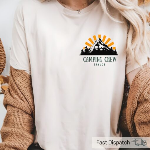 personalized camping shirt custom family camp tee retro sunset mountain nature design for church camp adventures 9ish9