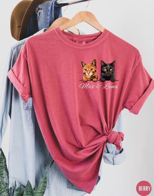personalized cat face shirt for cat moms and dads custom pet name tee new cat owner gift cute cat lover t shirt zncod