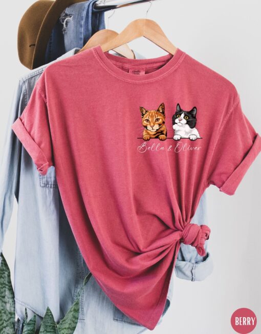 personalized cat mom shirt custom t shirt for cat lovers new cat owner gift cute pet tee for cat dads and moms hgmbt