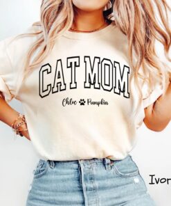 personalized cat mom shirt with custom cat name for new cat moms and cat parents unique pet lover apparel dfhrv