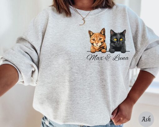 personalized cat mom sweatshirt custom cat face hoodie for new cat owners unique pet lover apparel svzhu