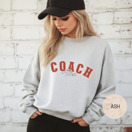 personalized coach sweatshirt custom name shirt for sports teams game day oversized coach apparel j24fn