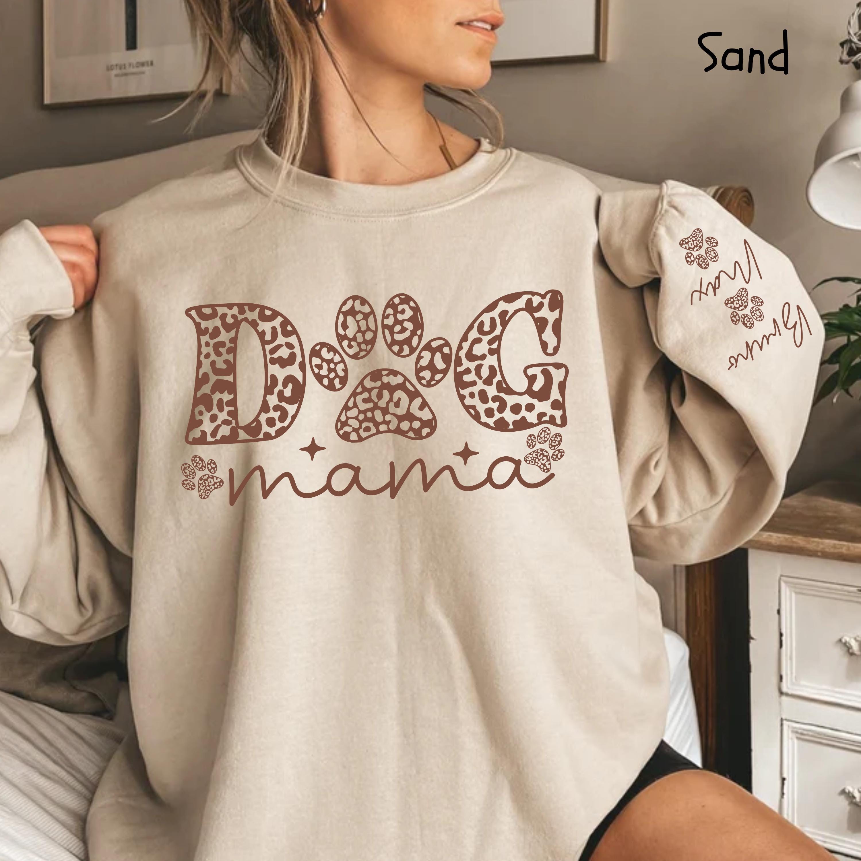 personalized dog mama sweatshirt with custom dog names for new dog moms and dog parents unique pet shirt zr11r