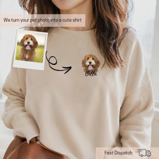 personalized dog photo shirt with custom name dog mom or dad sweatshirt unique pet portrait apparel 9vjyb
