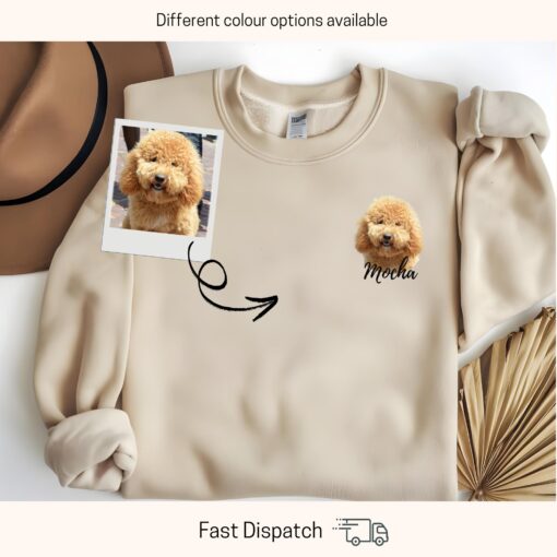 personalized dog photo shirt with custom name dog mom or dad sweatshirt unique pet portrait apparel