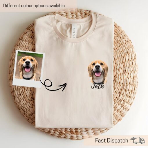 personalized dog photo shirt with custom name unique pet portrait shirt for dog moms and dads perfect for pet lovers