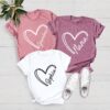 personalized family heart line shirt custom name tee for mom grandma dad nana unique gifts double heart design 4vvyx