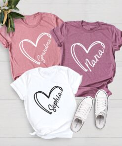 personalized family heart line shirt custom name tee for mom grandma dad nana unique gifts double heart design 4vvyx