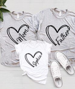 personalized family heart line shirt custom name tee for mom grandma dad nana unique gifts double heart design hu9r4