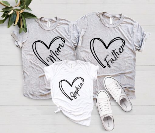 personalized family heart line shirt custom name tee for mom grandma dad nana unique gifts double heart design hu9r4