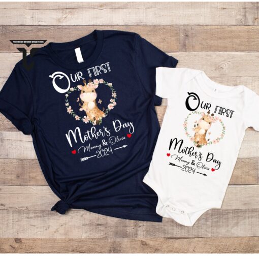personalized first mothers day giraffe shirts set matching outfits for mom and baby cute mothers day gift t71aw