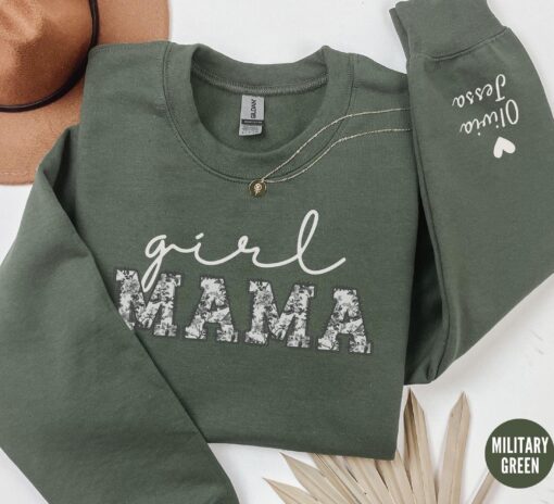 personalized floral girl mama sweatshirt with kids names custom mothers day shirt for new moms and mom life sfzyy