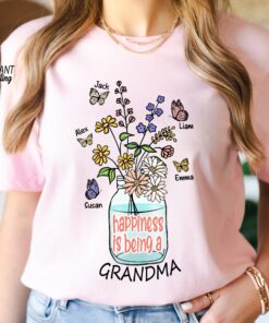 personalized floral grandma shirt cute happiness is being a grandma sweatshirt custom flower design for grandmothers wg8kd