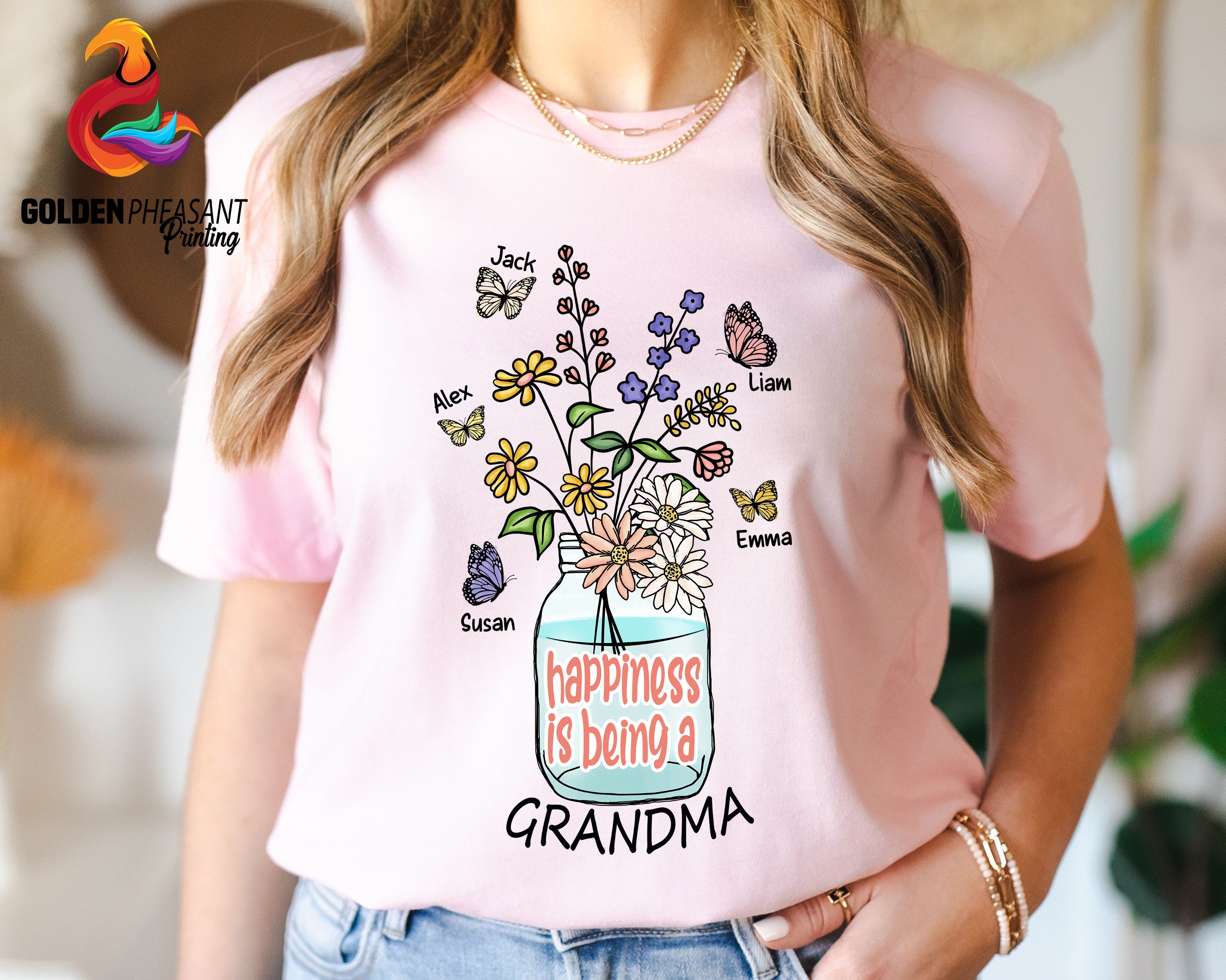 personalized floral grandma shirt cute happiness is being a grandma sweatshirt custom flower design for grandmothers wg8kd scaled