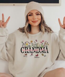 personalized floral grandma shirt with grandkids names custom nana mimi gift for mothers day and special occasions kvade