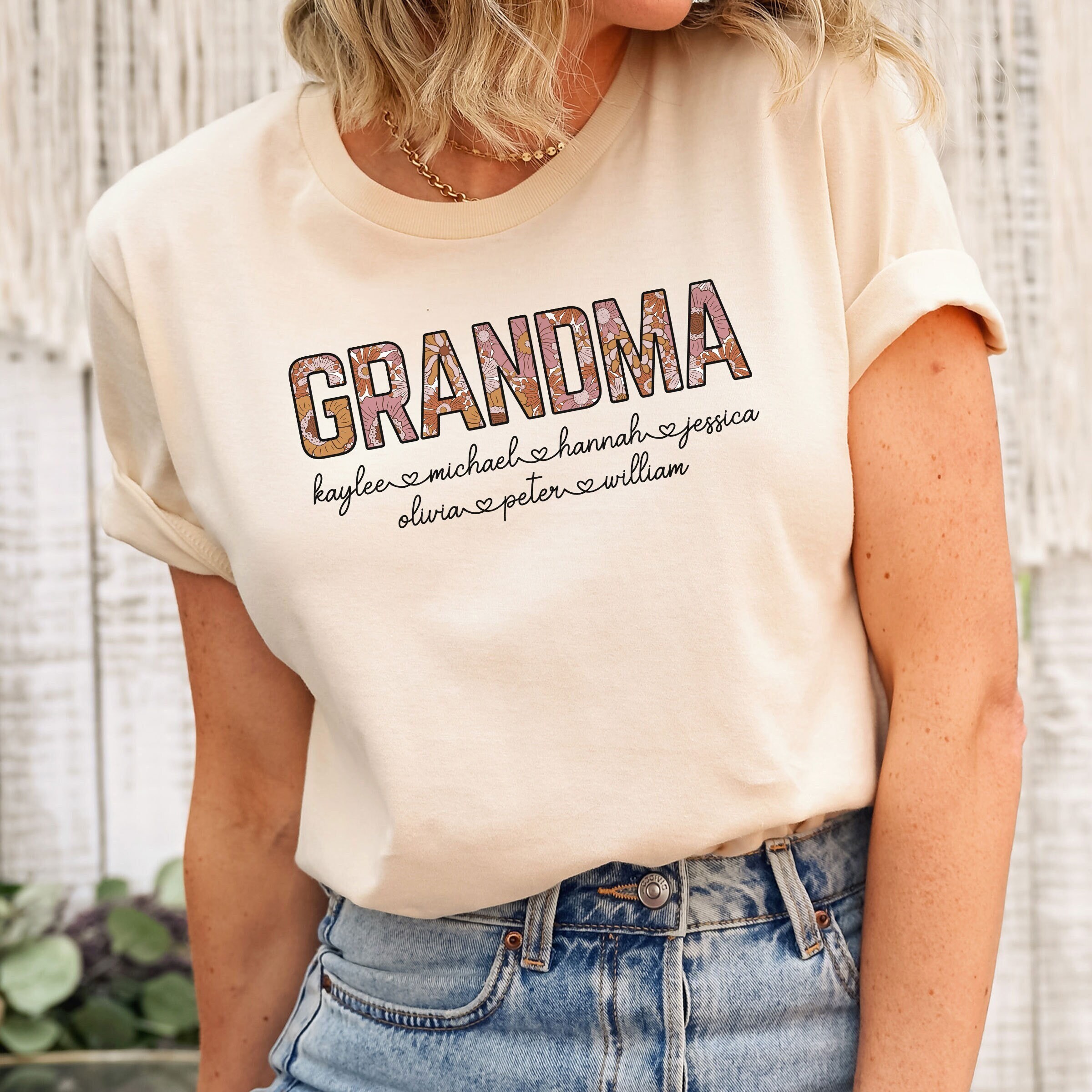 personalized floral grandma shirt with kids names for mothers day great grandma t shirt unique gift from grandkids sn0dg