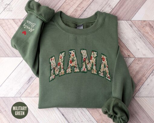 personalized floral mama sweatshirt with kids names custom wildflower mom crewneck unique new mom gift from children vullm