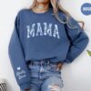 personalized floral mama sweatshirt with kids names on sleeve toile de jouy mom crewneck custom mama sweater ccdxw