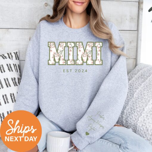 personalized floral mimi sweatshirt with kids names custom crewneck for mimi birthday gifts and unique personalized gifts isqto