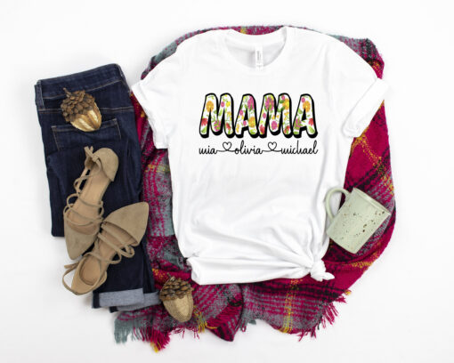 personalized floral mom shirt with kids names custom retro mama shirt for mothers day unique gift for moms rsskp