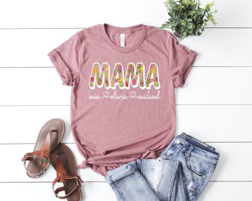 personalized floral mom shirt with kids names custom retro mama shirt for mothers day unique gift for moms t3yyz