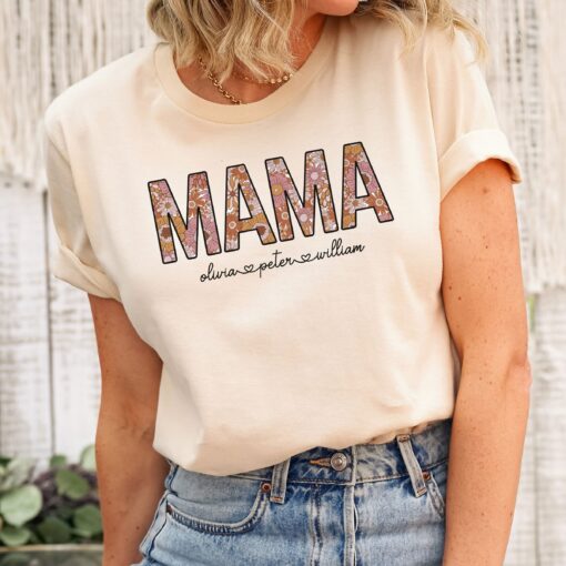 personalized floral mom shirt with kids names for mothers day custom t shirt unique gift for moms from kids or daughter wmol7