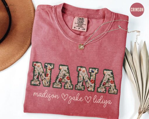 personalized floral nana shirt custom grandma t shirt with kids names wildflower mothers day gift tee 6bp7n