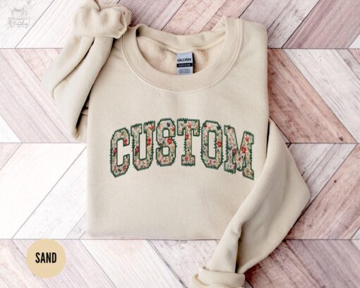 personalized floral sweatshirt custom text crewneck matching family sweater your text here college team pullover 6cjmw