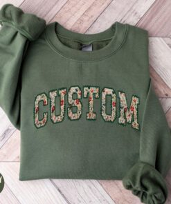 personalized floral sweatshirt custom text crewneck matching family sweater your text here college team pullover rjwns