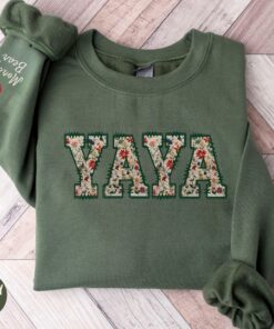 personalized floral yaya sweatshirt with kids names custom grandma crewneck wildflower shirt for greek grandmothers jv0hh