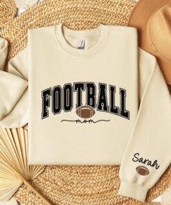 personalized football mom sweatshirt with kids name on sleeve for game day sports moms hoodie t0ara