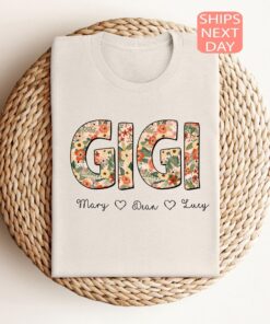 personalized gigi shirt with grandkid names custom floral long sleeve t shirt for mothers day or christmas gifts for grandma tcoks