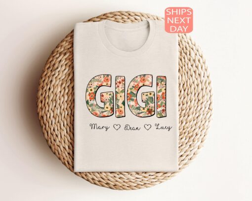 personalized gigi shirt with grandkid names custom floral long sleeve t shirt for mothers day or christmas gifts for grandma tcoks