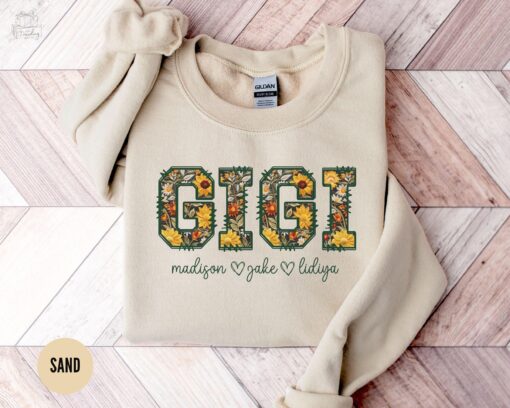 personalized gigi sweatshirt with kids names floral sunflower crewneck best gigi shirt for mothers day gifts