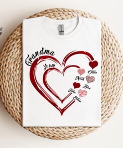 personalized grandma and mom heart shirt with kids names custom mom tee unique gift for mothers day 0ey56