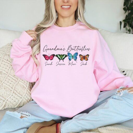 personalized grandma butterflies shirt for mothers day birth month butterfly design mamas garden sweatshirt xcxs1 scaled