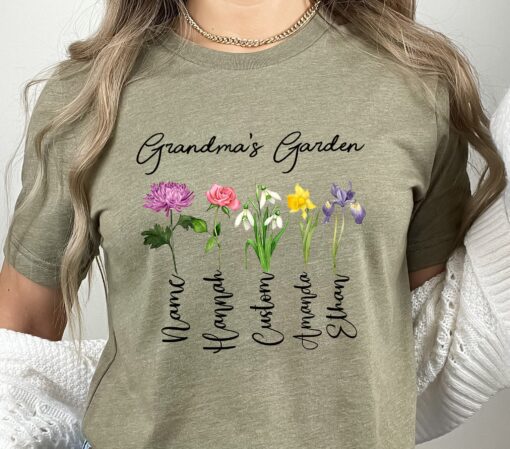 personalized grandma garden shirt for kids cute flower design best mom ever gift for mothers day mmccz