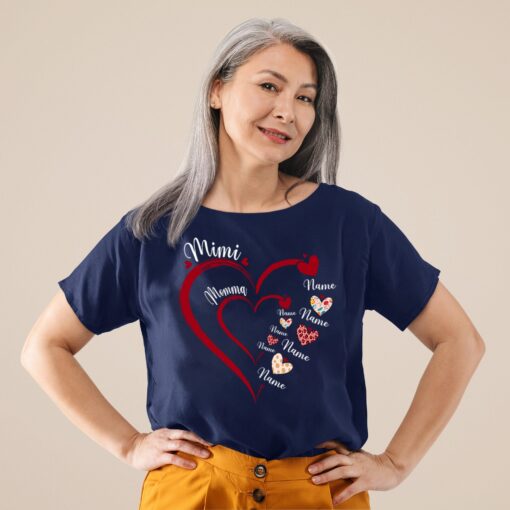 personalized grandma heart shirt with kids names custom mom love tee for mothers day and valentines day tsiab