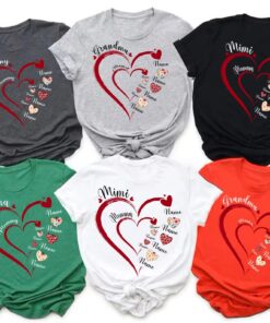 personalized grandma heart shirt with kids names custom mom love tee for mothers day and valentines day was90