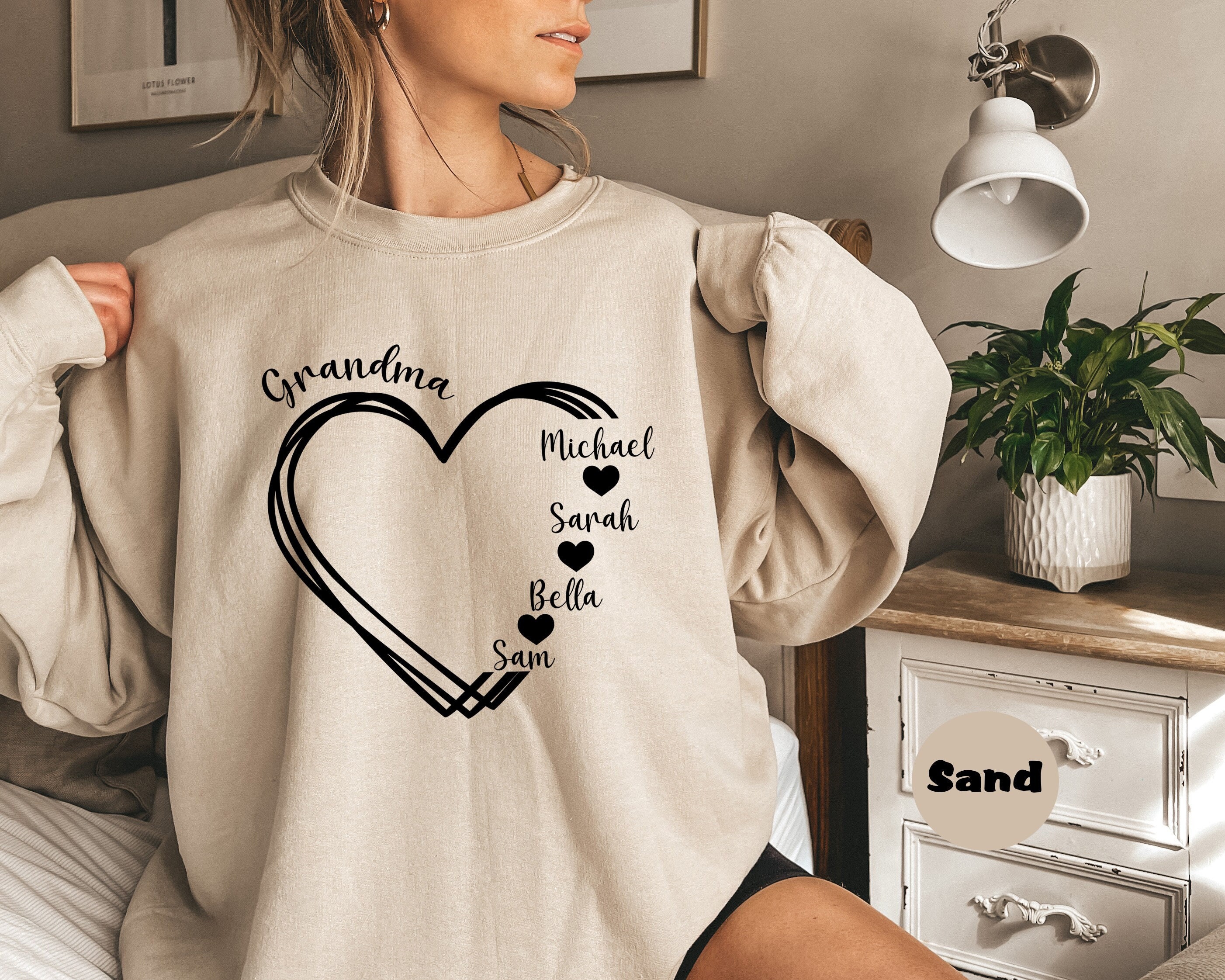 personalized grandma heart sweatshirt with kid names cute nana hoodie for mothers day unique grammy gift jk714 scaled