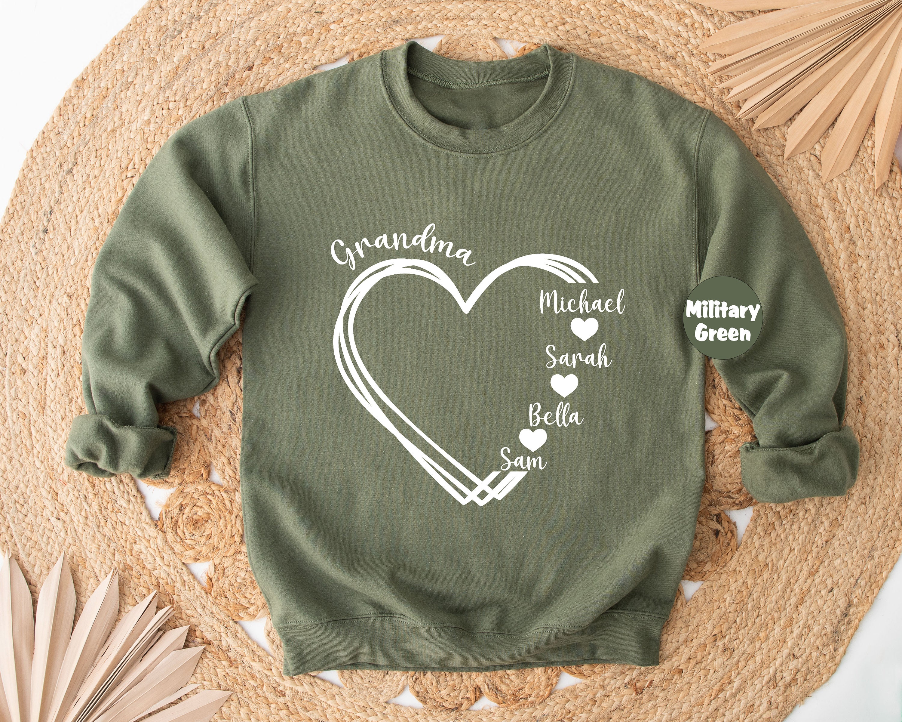 personalized grandma heart sweatshirt with kid names cute nana hoodie for mothers day unique grammy gift uckxl scaled