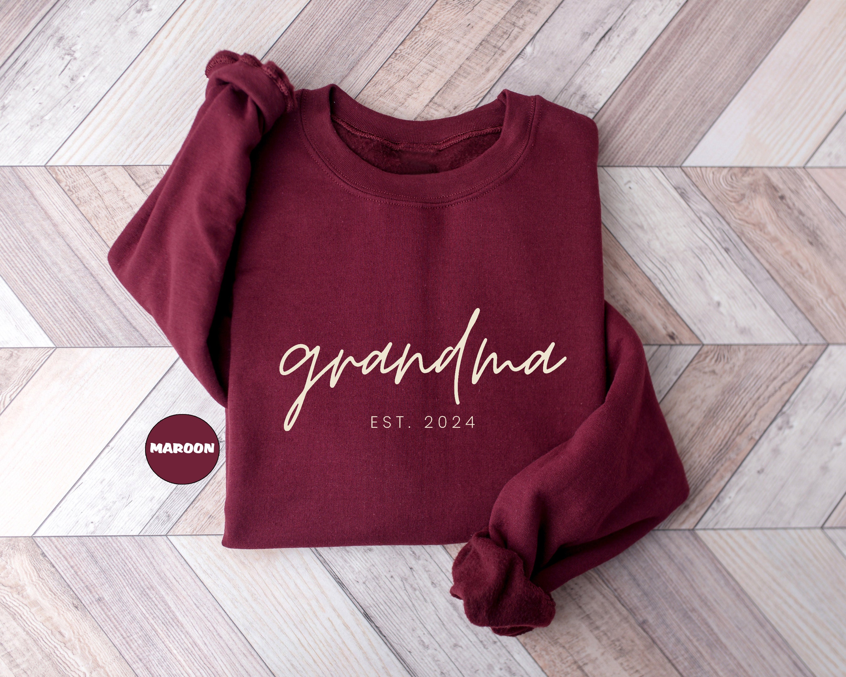 personalized grandma hoodie custom grandmother sweatshirt with established date family matching gifts for baby announcement vwxds scaled